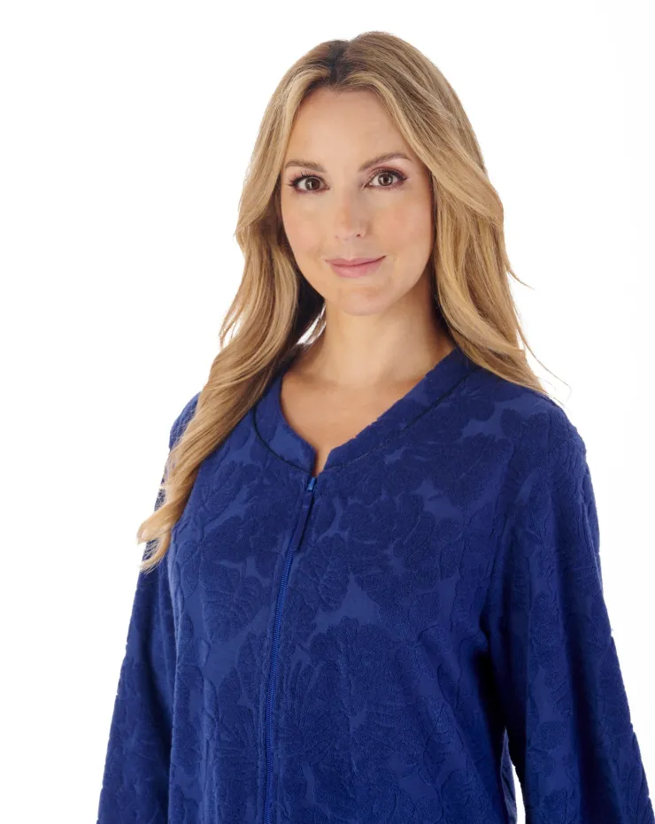 Floral Towelling 42" Zip Front Robe HC03311