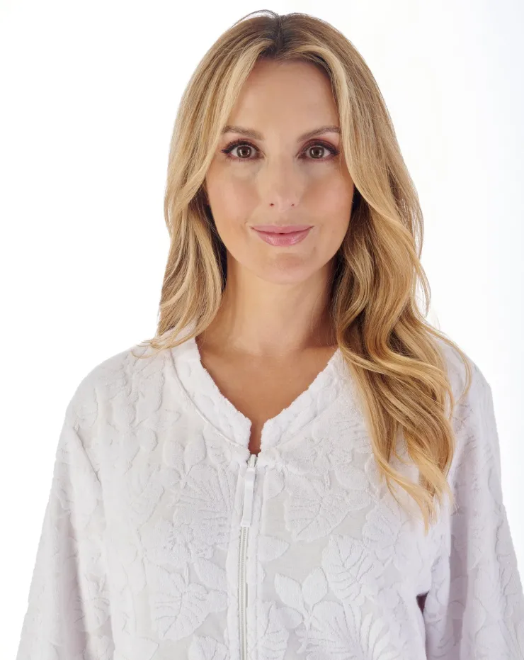 Floral Towelling 42" Zip Front Robe HC03311