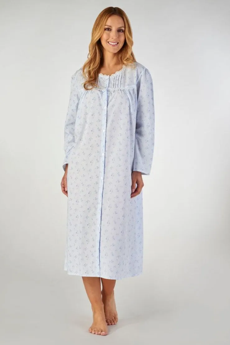 Floral Sprig 46" Button Through Woven Nightdress ND2202