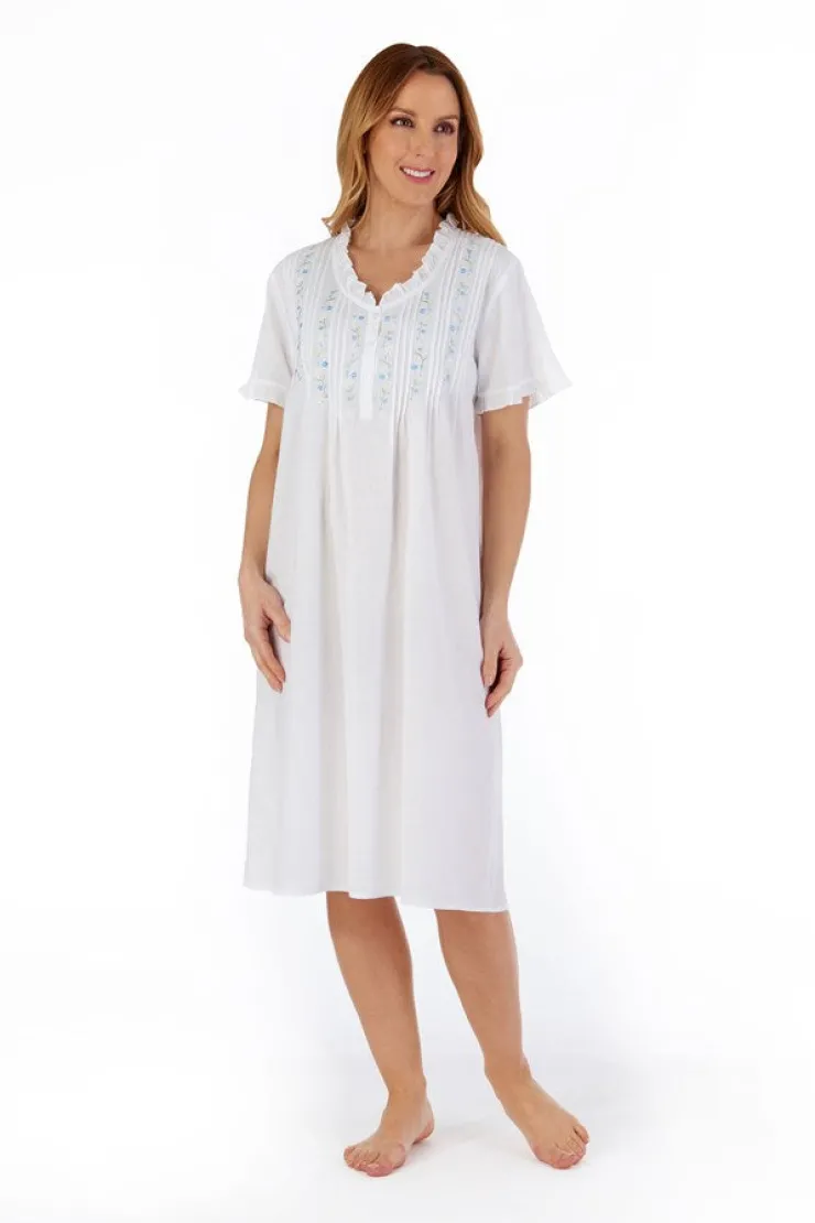Embroidered Pintuck and Ruffle 42" Woven Nightdress ND55251