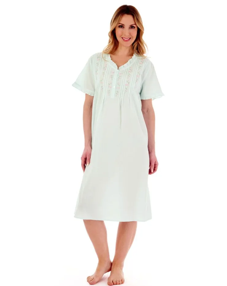 Embroidered Pintuck and Ruffle 42" Woven Nightdress ND55251