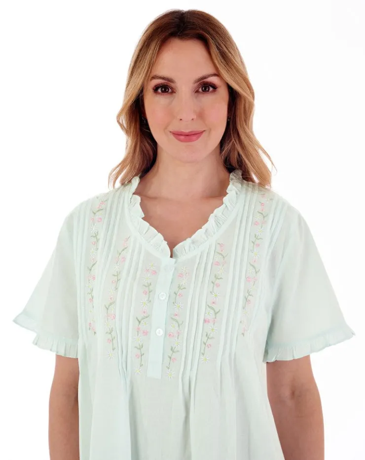 Embroidered Pintuck and Ruffle 42" Woven Nightdress ND55251