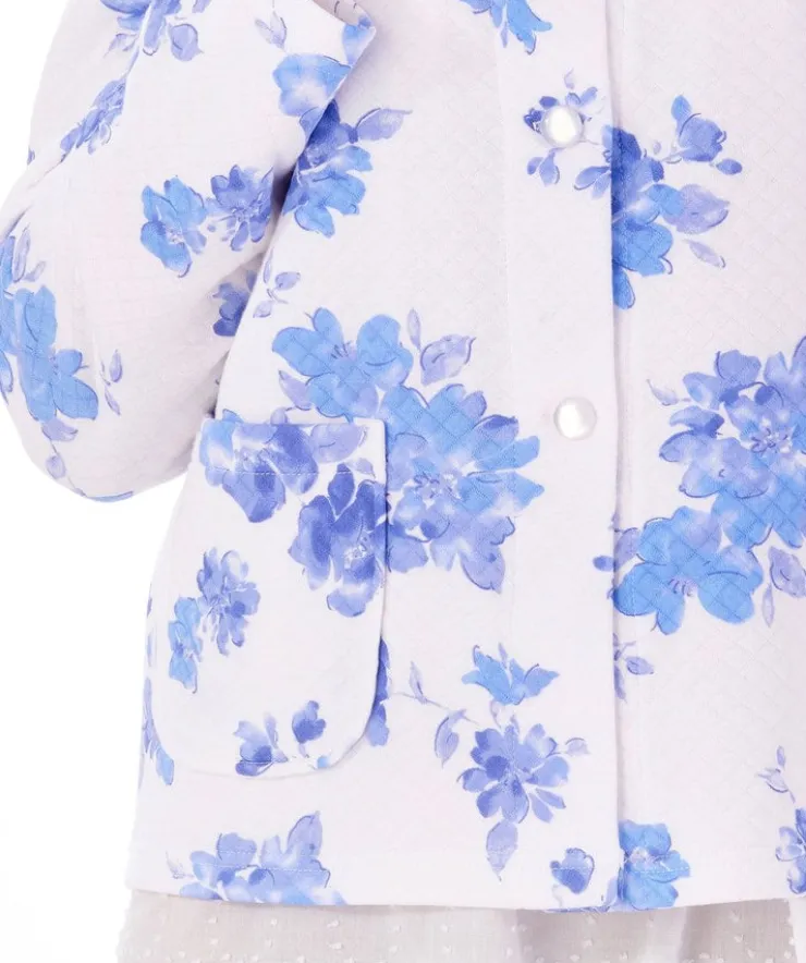 Floral Print Mock Quilt 25" Bed Jacket BJ01315