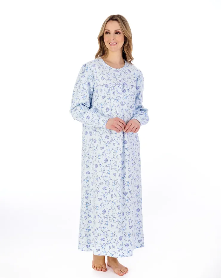 Floral Printed Luxury Flannel 51" Woven Nightdress ND04214