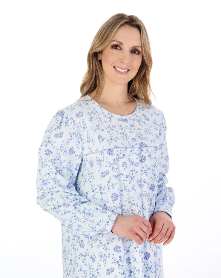 Floral Printed Luxury Flannel 51" Woven Nightdress ND04214