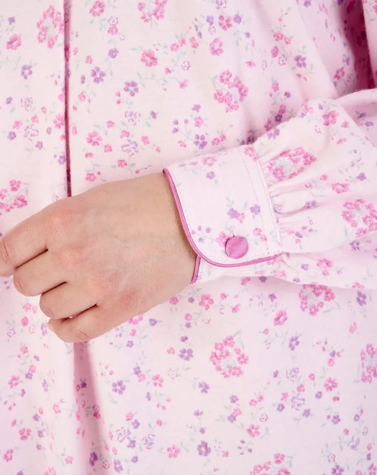 Floral Printed Luxury Flannel 51" Woven Nightdress ND04214