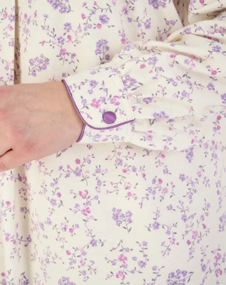 Floral Printed Luxury Flannel 51" Woven Nightdress ND04214