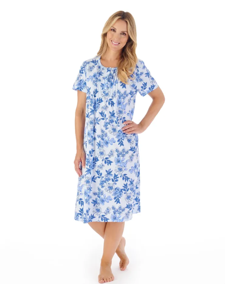 Tonal Floral Print 42" Jersey Nightdress ND03112