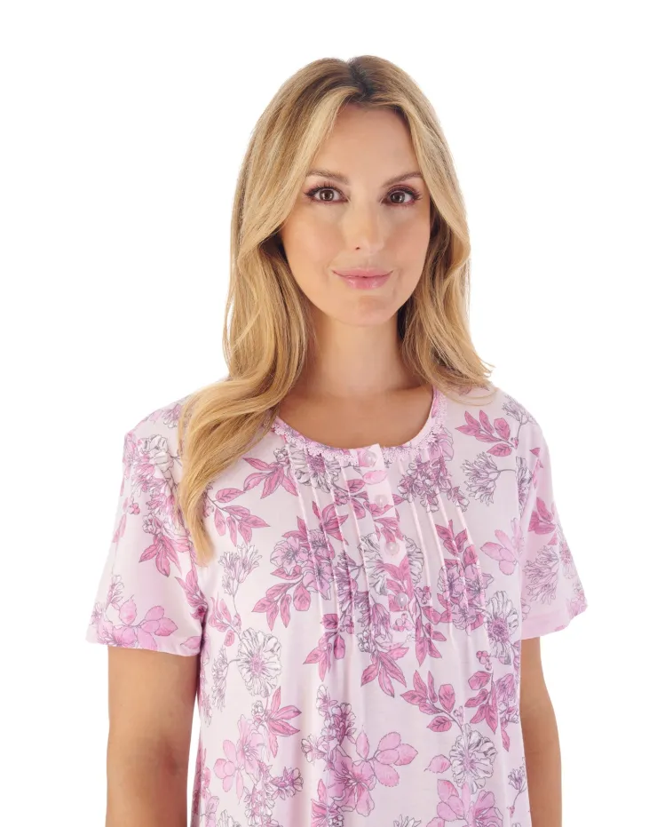 Tonal Floral Print 42" Jersey Nightdress ND03112