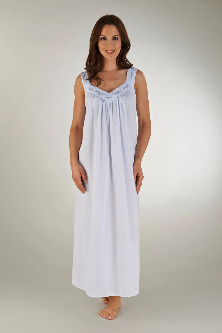 Lavender Embroidered V Panel 50" Woven Nightdress ND04251