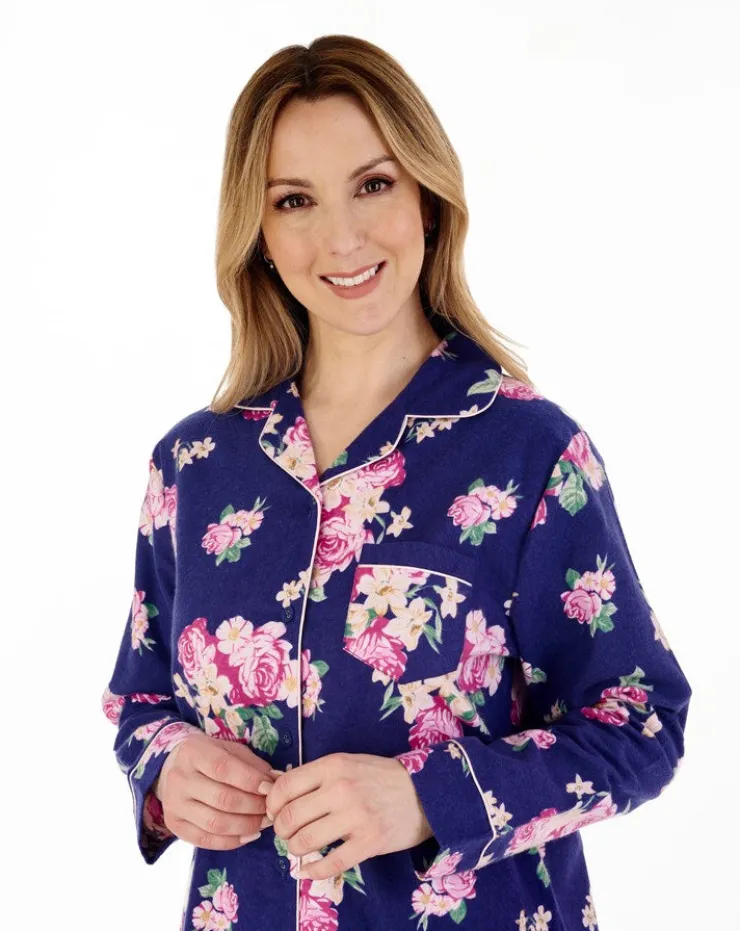 Bold Floral Flannel & Interlock 38" Woven Nightshirt NS88205