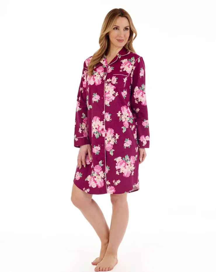 Bold Floral Flannel & Interlock 38" Woven Nightshirt NS88205