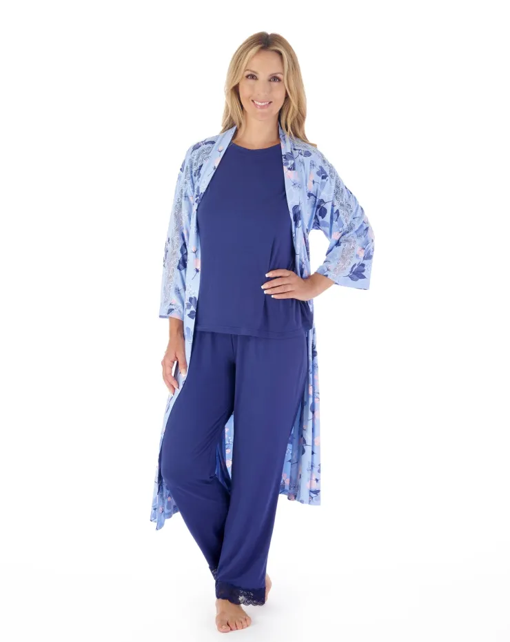 Supersoft Multi-Print and Solid Navy Pyjama Set GL03703