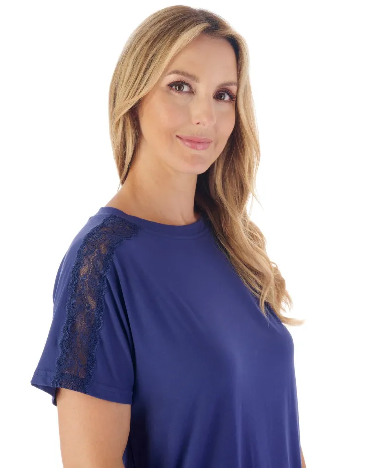 Supersoft Multi-Print and Solid Navy Pyjama Set GL03703