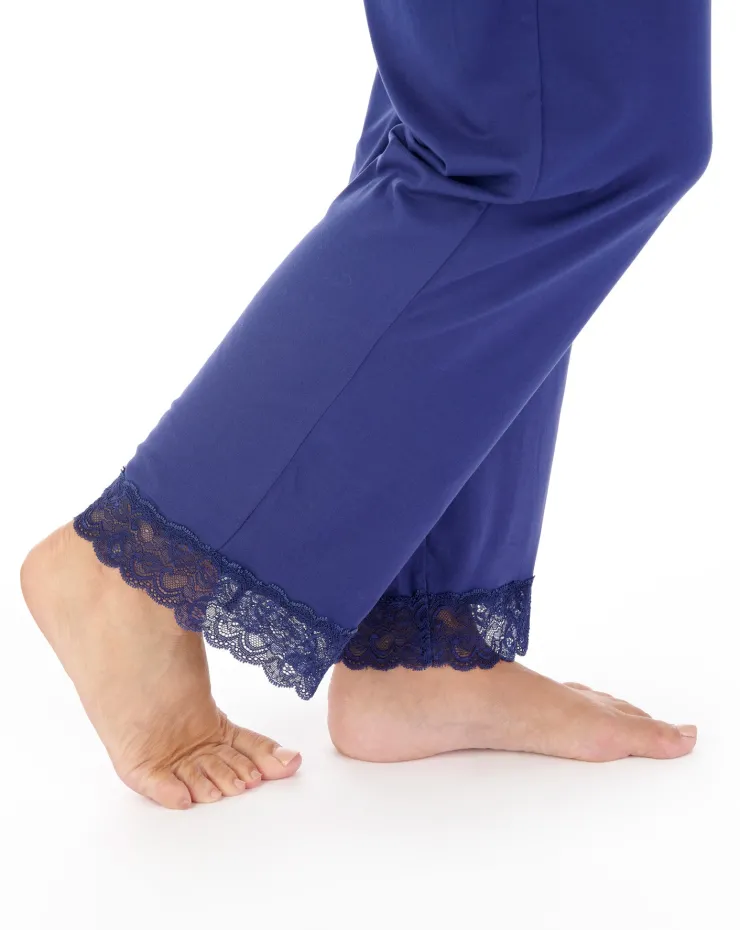 Supersoft Multi-Print and Solid Navy Pyjama Set GL03703