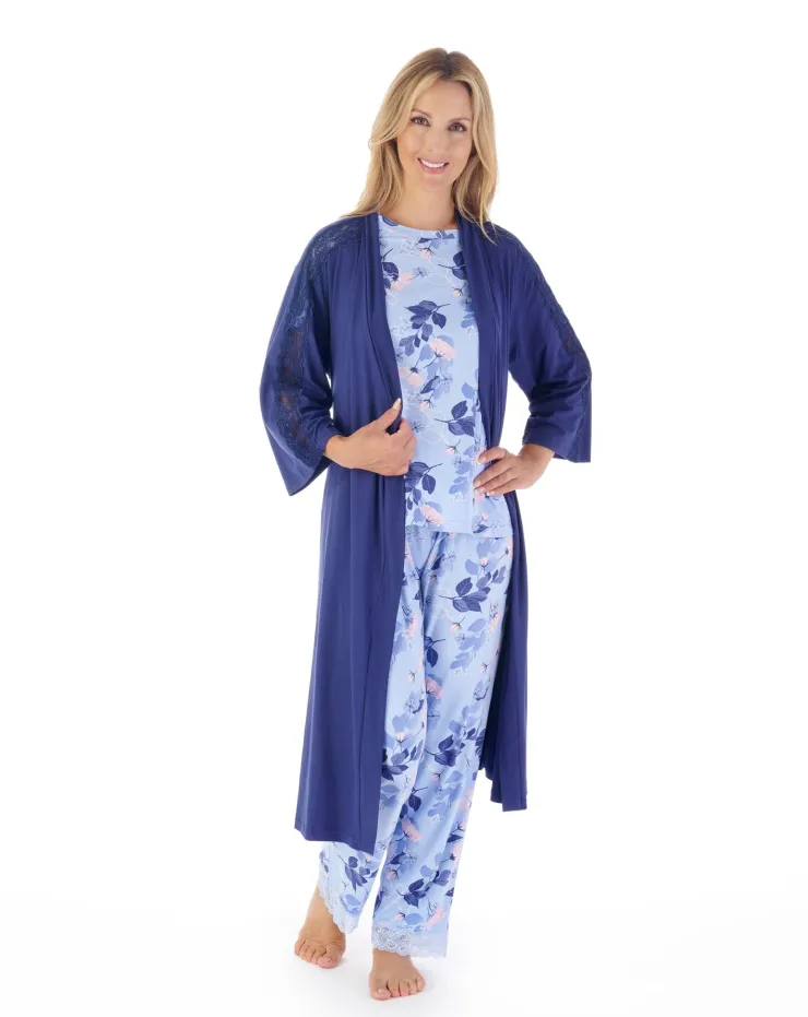 Supersoft Multi-Print and Solid Navy Pyjama Set GL03703