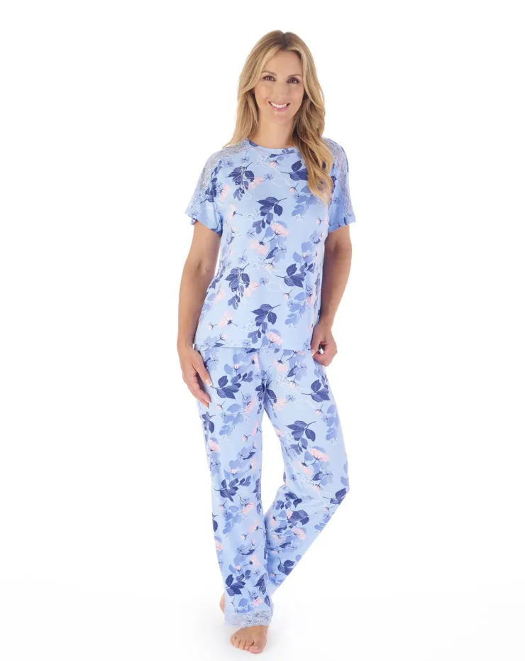 Supersoft Multi-Print and Solid Navy Pyjama Set GL03703