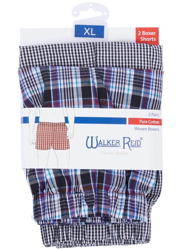 Walker Reid Check Boxer Short 2 Pack WR655