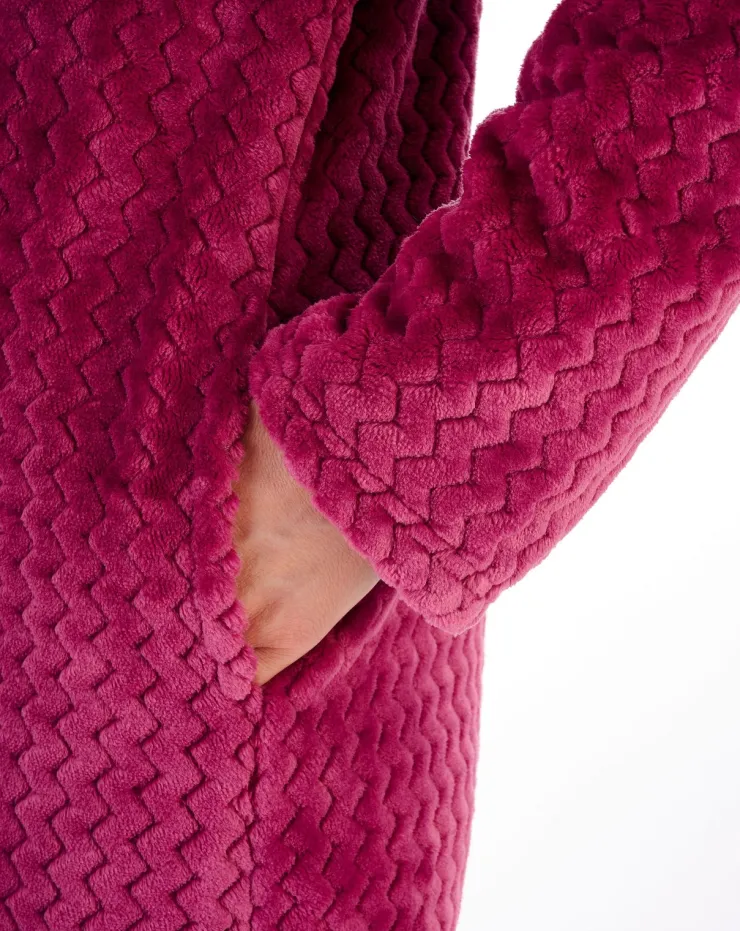 Zig-Zag Pattern Fleece 46" Button Housecoat HC02316