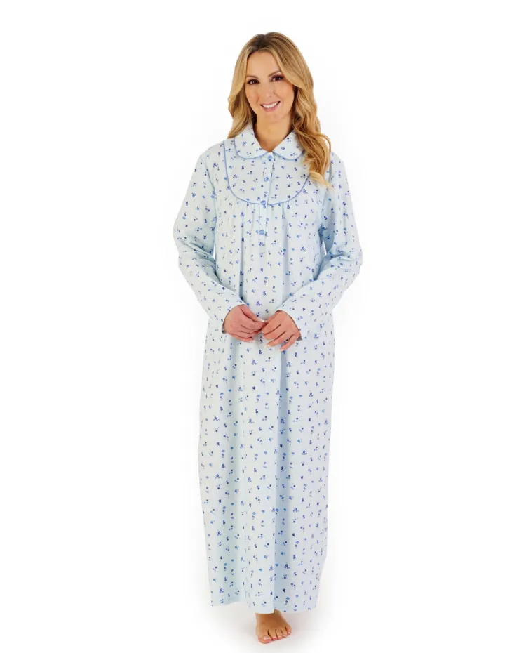Floral Printed Luxury Flannel 51" Long Sleeve Nightdress ND06212