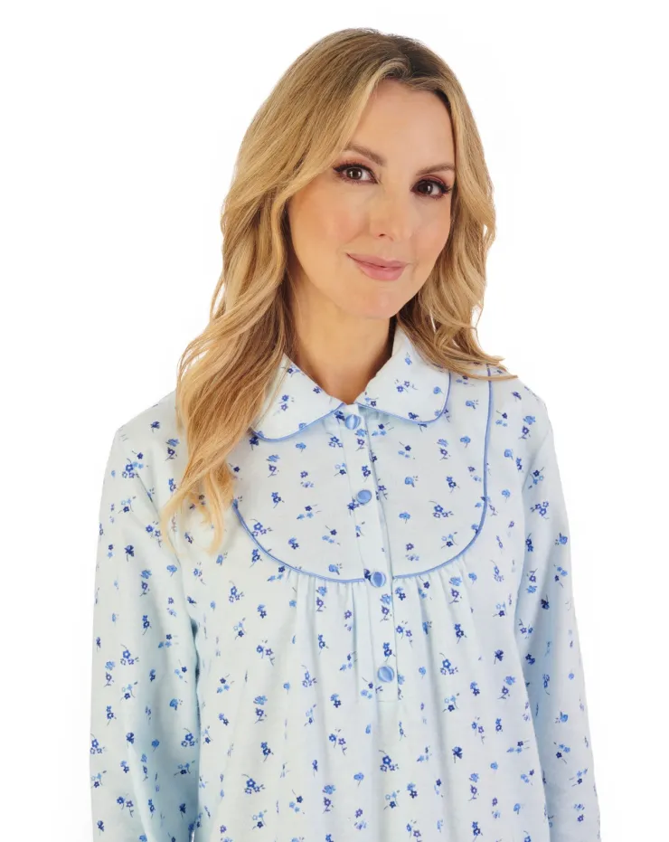 Floral Printed Luxury Flannel 51" Long Sleeve Nightdress ND06212