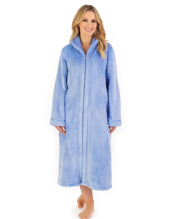 Luxury Flannel Fleece 46" Zip Through Housecoat HC4340