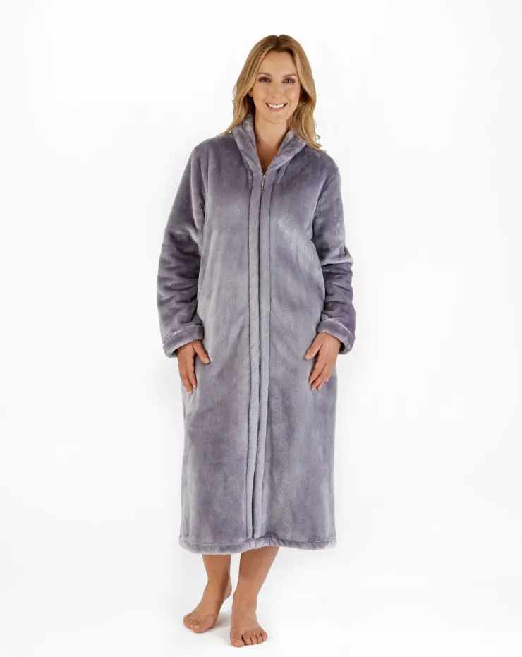 Luxury Flannel Fleece 46" Zip Through Housecoat HC4340