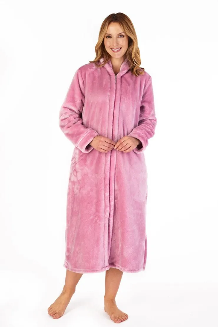 Luxury Flannel Fleece 46" Zip Through Housecoat HC4340