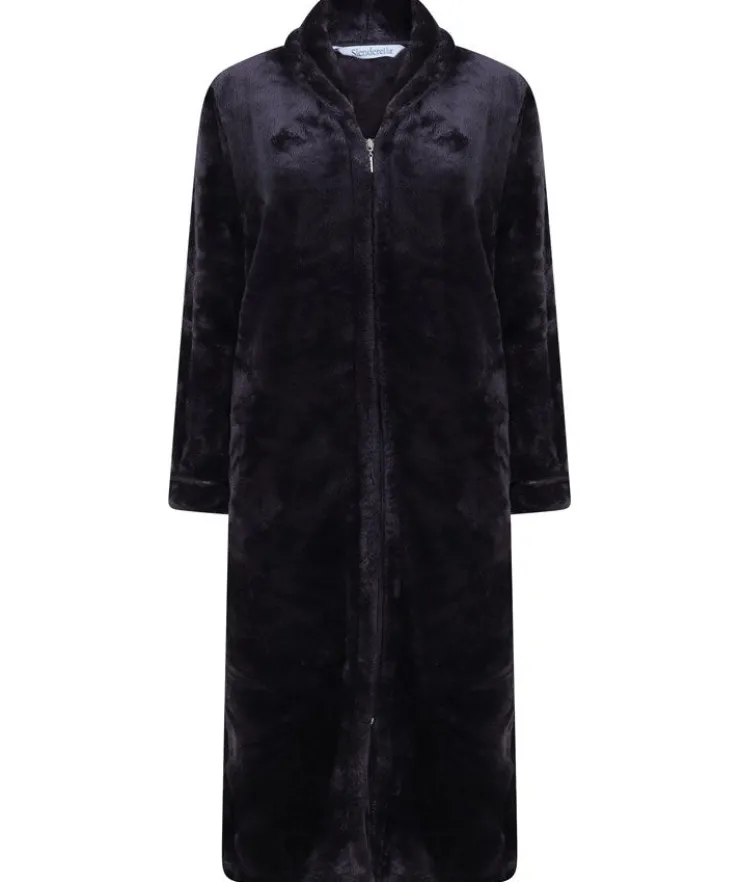 Luxury Flannel Fleece 46" Zip Through Housecoat HC4340