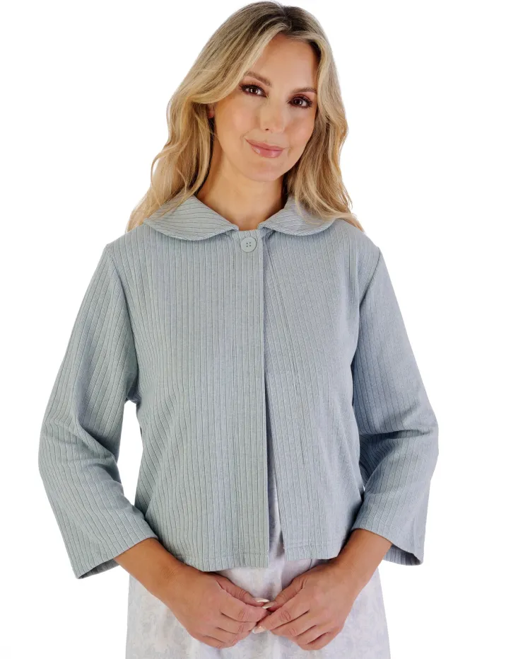 Rib Pattern 3/4 Sleeve Bedjacket BJ07305