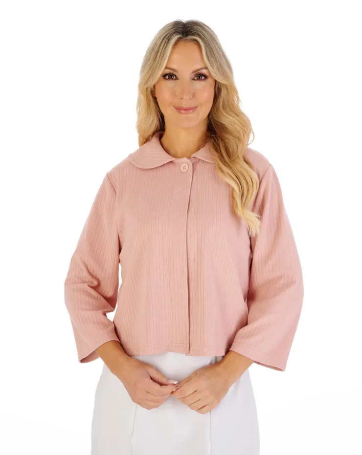 Rib Pattern 3/4 Sleeve Bedjacket BJ07305