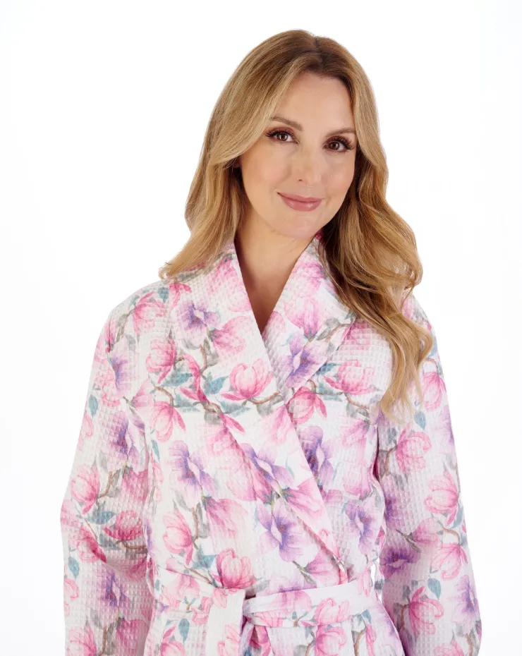 Printed Waffle 46" Shawl Collar Wrap HC05316