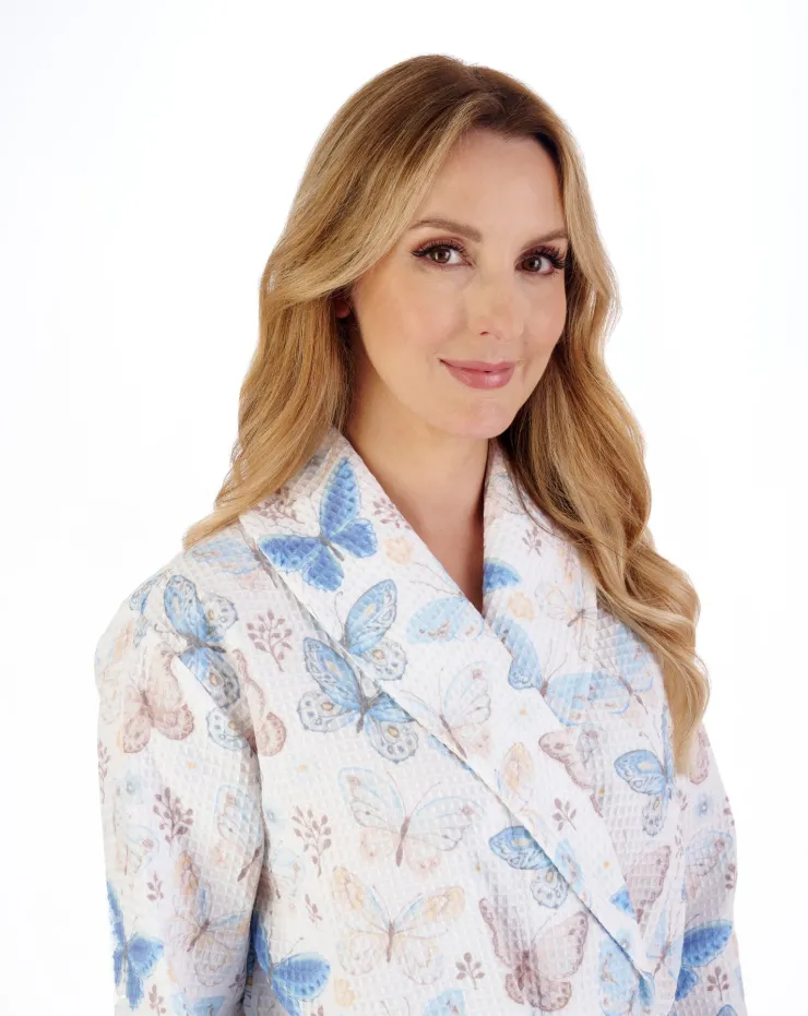 Printed Waffle 46" Shawl Collar Wrap HC05316