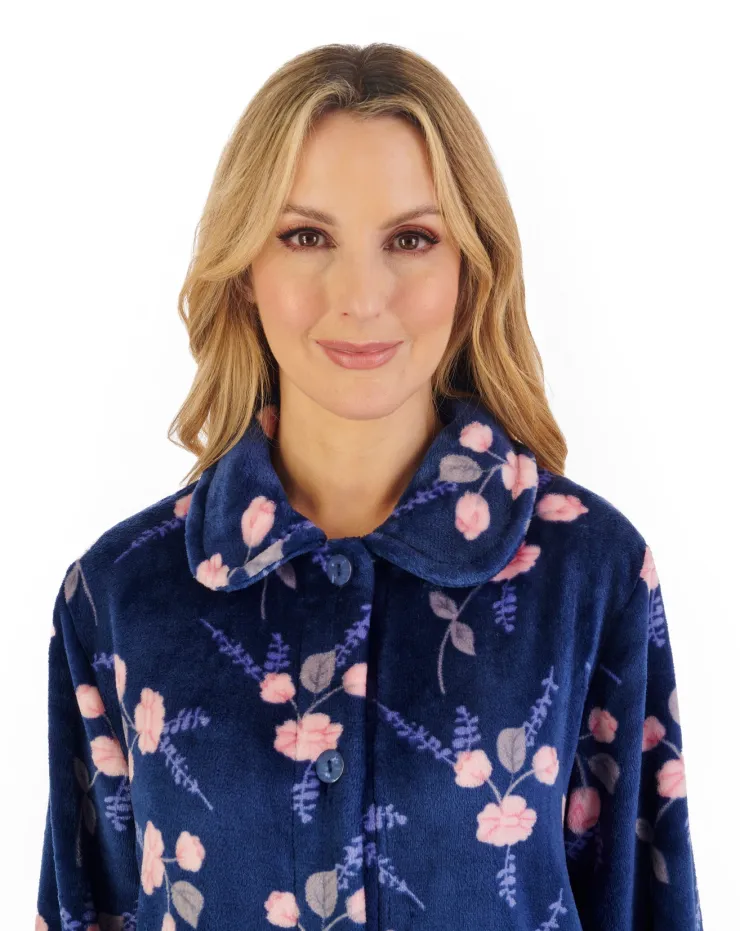 Floral Flannel Fleece Button Through Bedjacket BJ06310