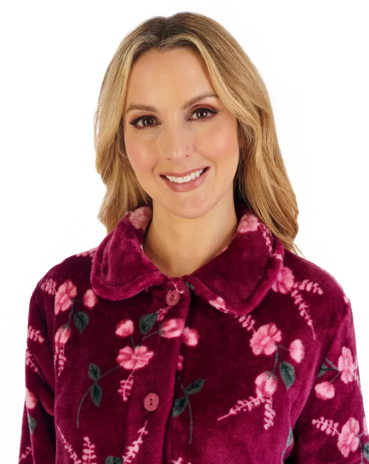 Floral Flannel Fleece Button Through Bedjacket BJ06310