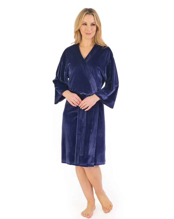 Lounge Velour Stripe 40" Kimono Wrap GL06713