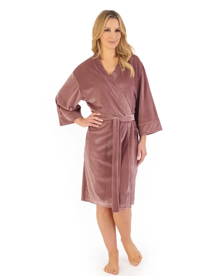 Lounge Velour Stripe 40" Kimono Wrap GL06713