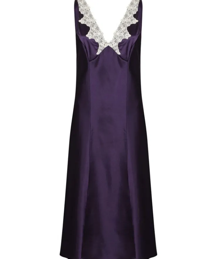 Luxury Satin 48" Nightdress with Lace Applique GL2765