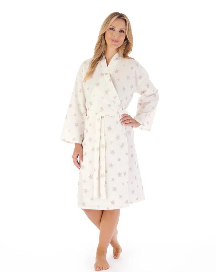 Star Print Jacquard Dobby Dot 43" Woven Kimono Wrap HC03249