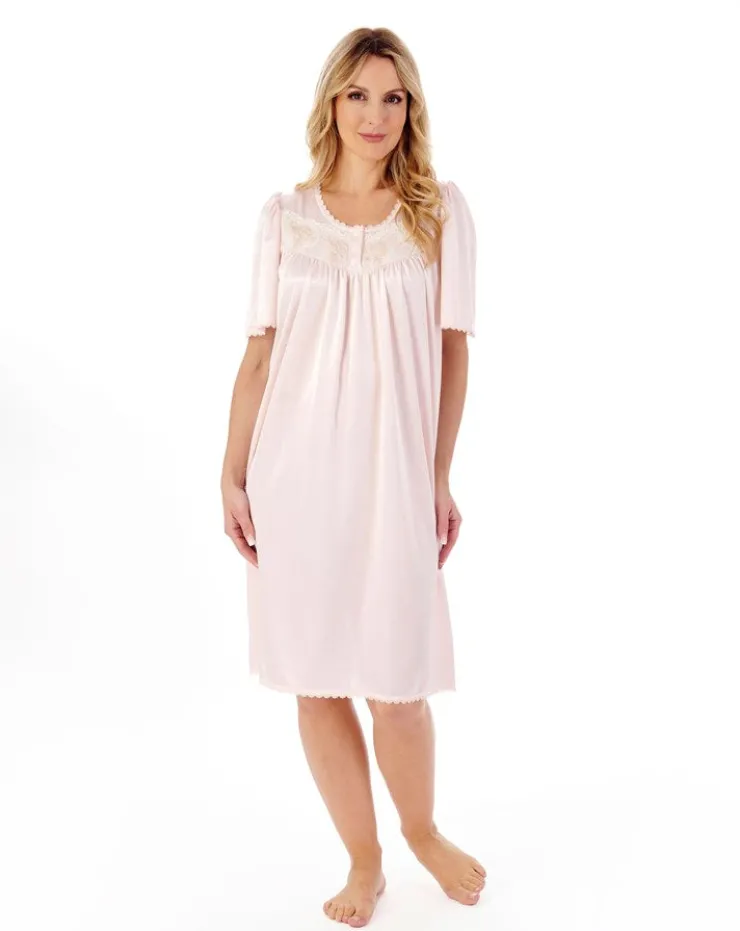 Knitted Satin Embroidered Trim 40" Nightdress ND55400