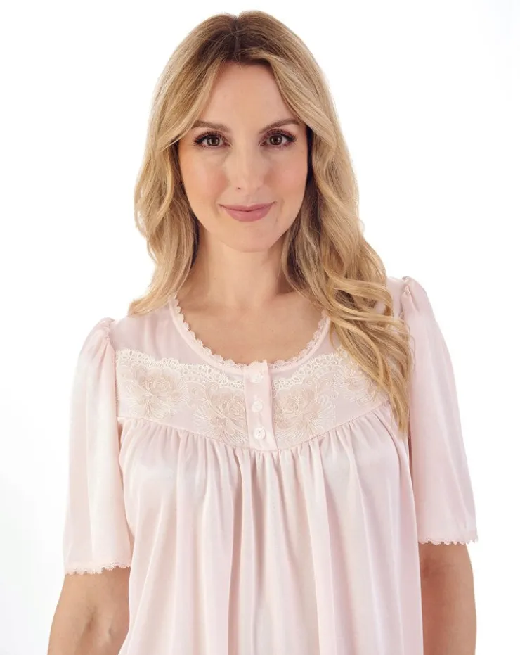 Knitted Satin Embroidered Trim 40" Nightdress ND55400