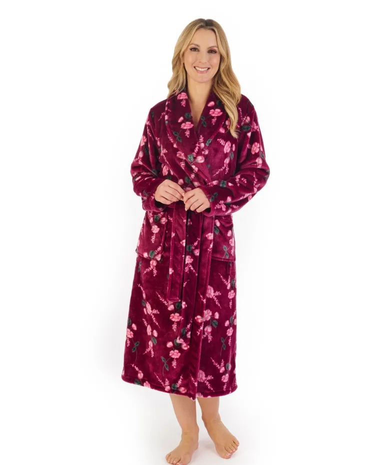 Floral Flannel Fleece 46" Shawl Collar Wrap HC06313