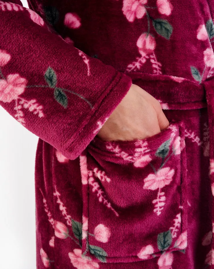 Floral Flannel Fleece 46" Shawl Collar Wrap HC06313