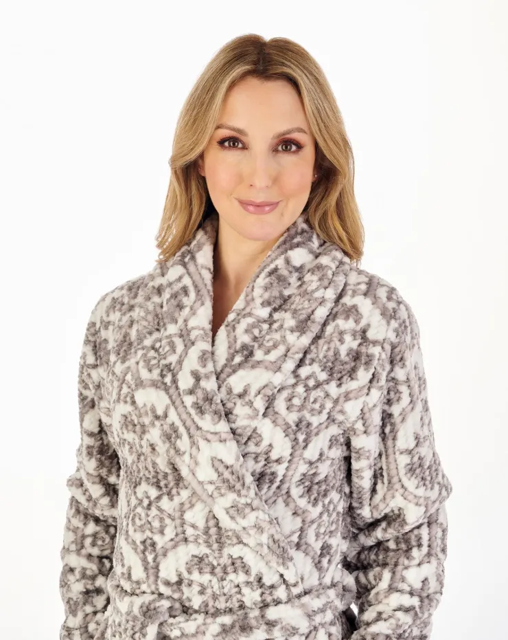 Printed Waffle 46" Wrap Housecoat HC04332