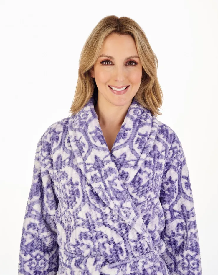 Printed Waffle 46" Wrap Housecoat HC04332